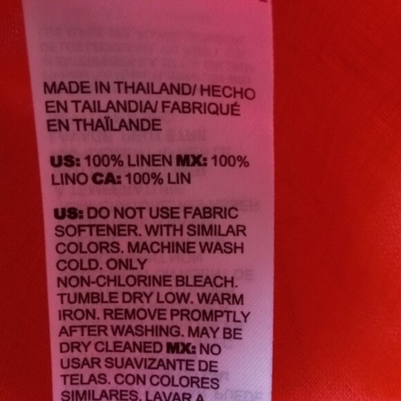 Chico's Vibrant Orange Blouse, Linen, Casual, Comfort, 3/4 Sleeves - Picture 4 of 9